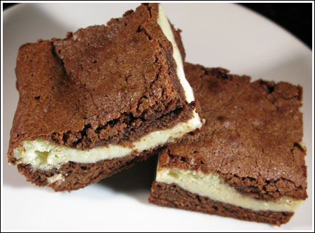 red-hat-brownies Layered Cream Cheese Brownies