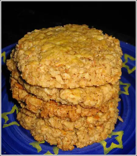 all oatmeal crunchies piled on a plate.