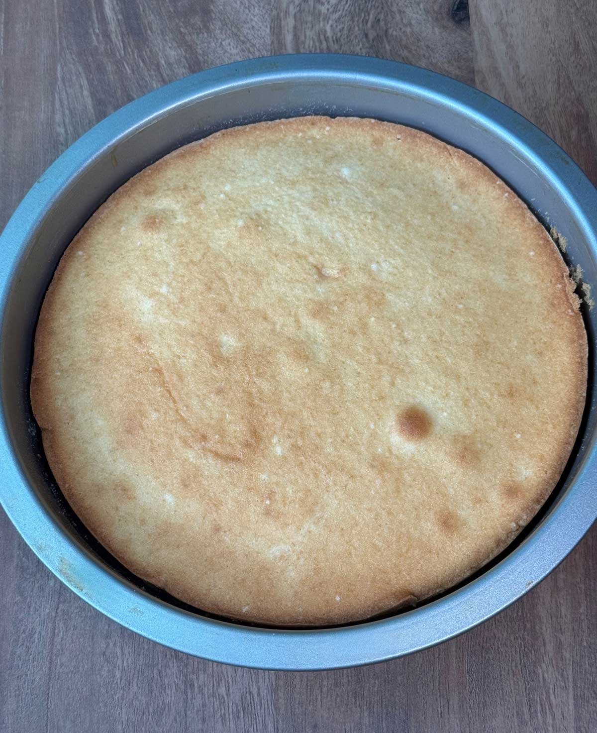 Flat topped white cake for carving. One 9 inch layer.