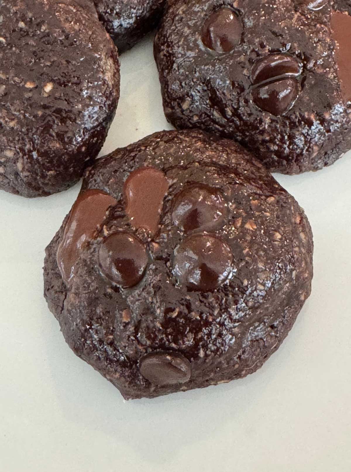 Chocolate Sparkles made with allulose sweetened chocolate chips, Magic Baker, zero sugar honey and hazelnut meal.