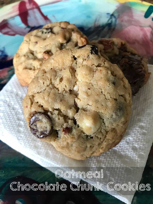 Oatmeal Chocolate Chunk Cookies are from a recipe that is easy to memorize and open to variations.