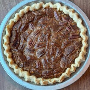 A pecan pie recipe made with melted Kraft Caramel or Kraft Caramel Bits.