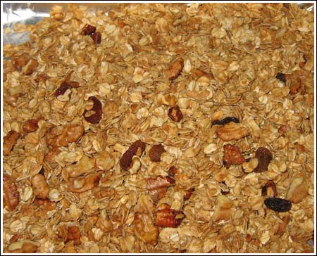 maple glazed walnuts mixed in with Grace Parisi's Granola.