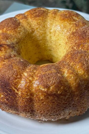 White Wine Cake baked in a Bundt pan with Chardonnay or Sauvignon Blanc
