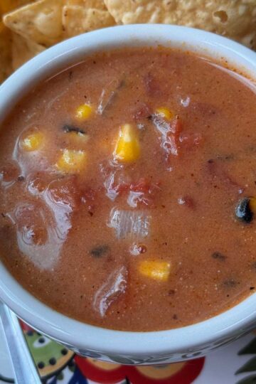 An easy and quick tortilla soup recipe that calls for enchilada sauce.