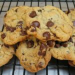 Crunchy chocolate chip cookies made with butter