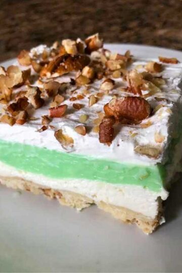 Small Batch Pistachio Pudding Icebox Cake, and easy dessert prepared in an 8-inch square dish.