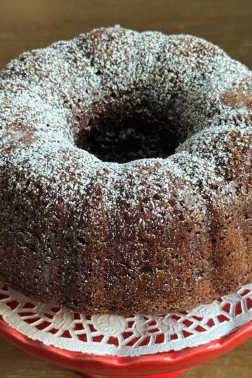 Chocolate Zucchini Cake recipe for a 6-cup Bundt pan or loaf pan.