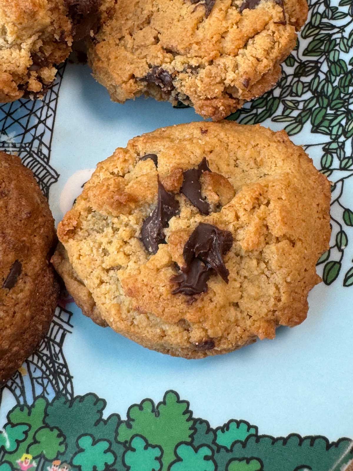 Almond Butter Chocolate Chip Cookies call for almond meal and almond butter and very little dairy butter.