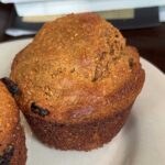 A classic bran muffin made with coarse wheat bran, molasses, brown sugar and oil with a high top.