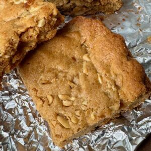 Redbook Peanut Butter Blondies Recipe with sugar amount.