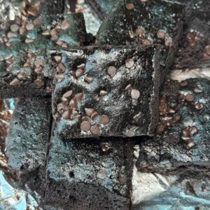 Black Bean Brownies recipe that is baked in an 8-inch square pan.