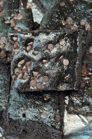 Black Bean Brownies recipe that is baked in an 8-inch square pan.
