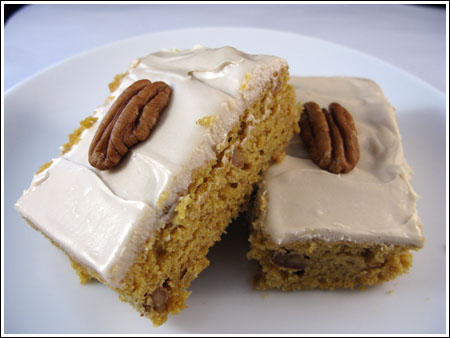 Maple Cream Cheese Frosting on Sweet Potato Bars