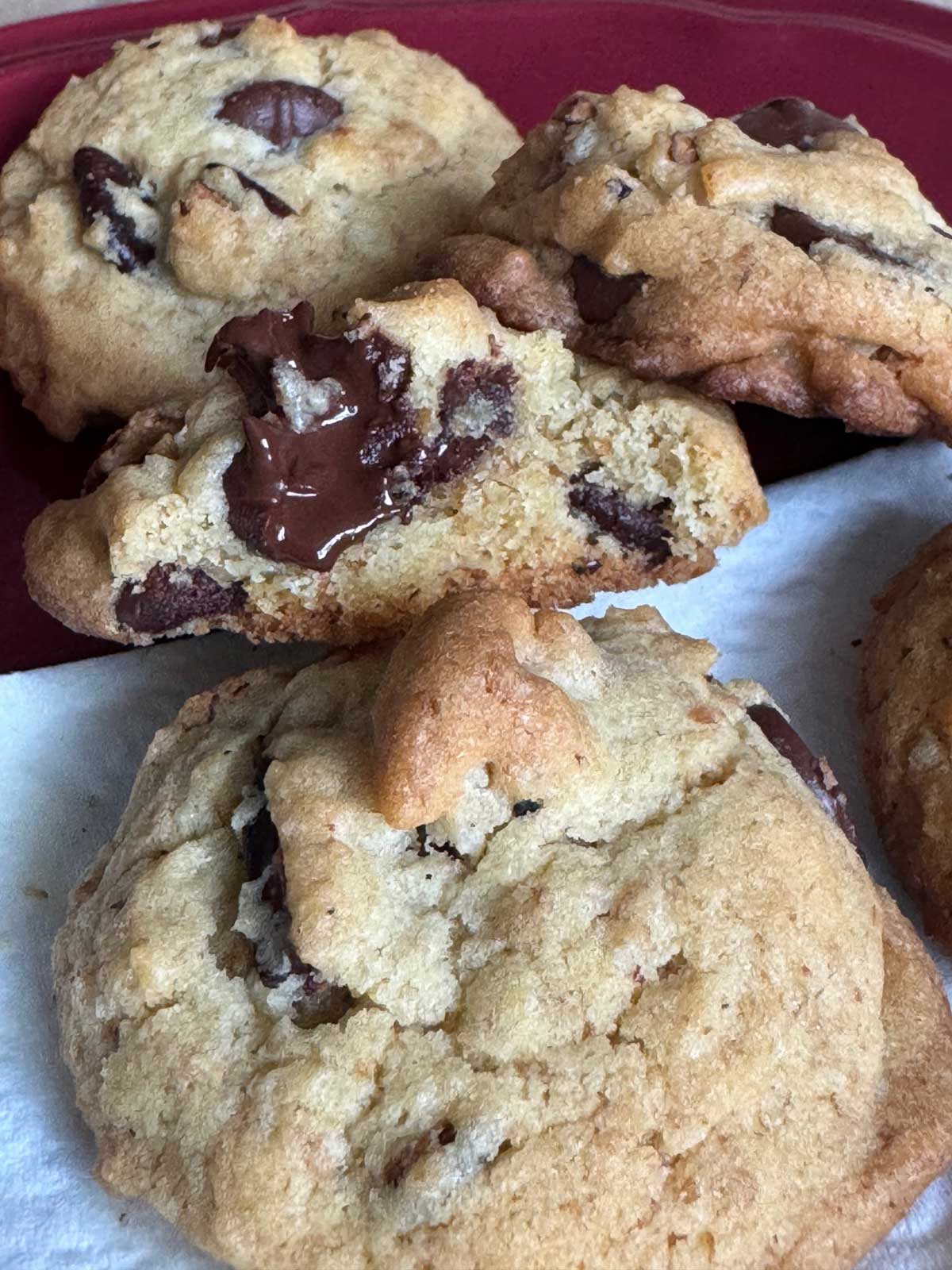 Whole Wheat Chocolate Chunk Cookies made with a mix of butter and oil.