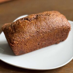 Bran Cake Bread Loaf from Jane Brody's Good Food baked in a mini loaf pan.