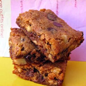 Malted Milk Blondies baked in a 7x11 or 8-inch square pan.