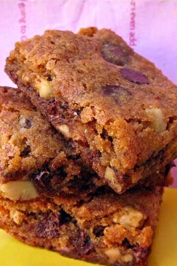 Malted Milk Blondies baked in a 7x11 or 8-inch square pan.