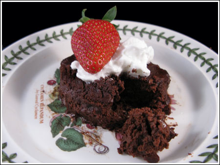 flourless chocolate cake baked in 4-inch springforms