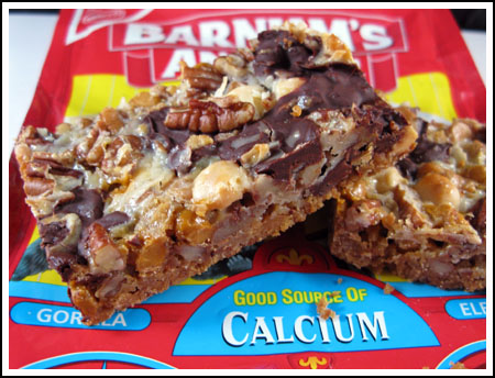 seven-layer-bars Animal Cracker Seven Layer Bars are traditional Magic Cookie Bars with Animal Crackers instead of graham crackers.