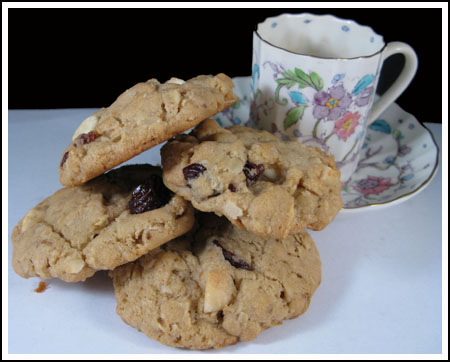 cherry-cookies white chip cherry oatmeal cookies
