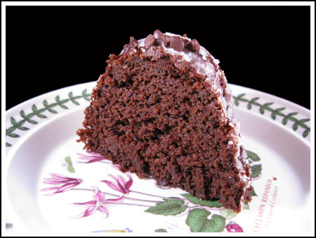 chocolate pumpkin bundt cake slice