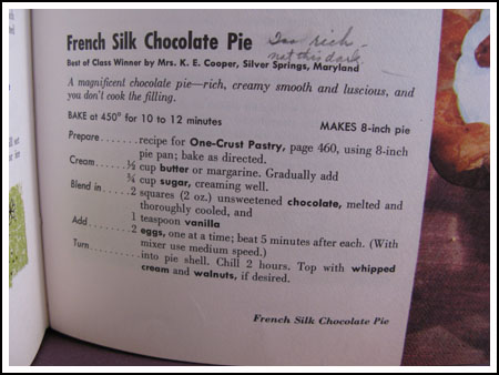 Original Pillsbury French Silk Pie Recipe