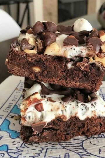 Easy Rocky Road Brownies recipe that starts with packaged brownie mix.