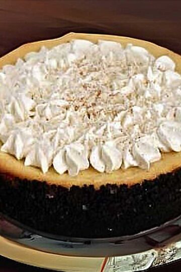 An excellent eggnog cheesecake recipe that calls for an Oreo crust.
