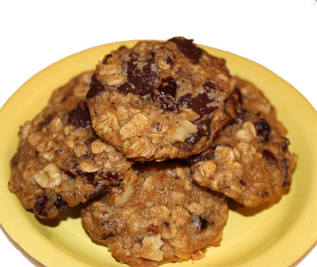 choccherrycookies Oatmeal Chocolate Cherry cookies made slightly healthy