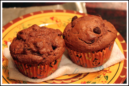 vegan double chocolate muffins