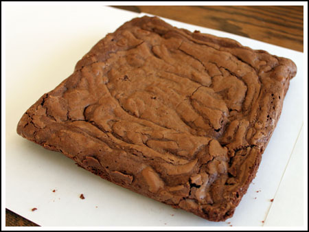 oliveoilbrownies2 Olive Oil Brownies removed from an 8-inch square pan