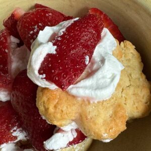 Strawberry Shortcake made with Sour Cream Biscuits.