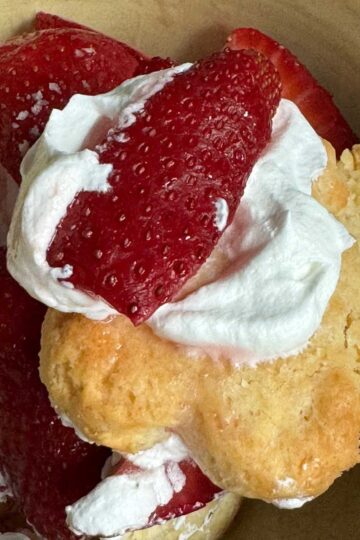 Strawberry Shortcake made with Sour Cream Biscuits.