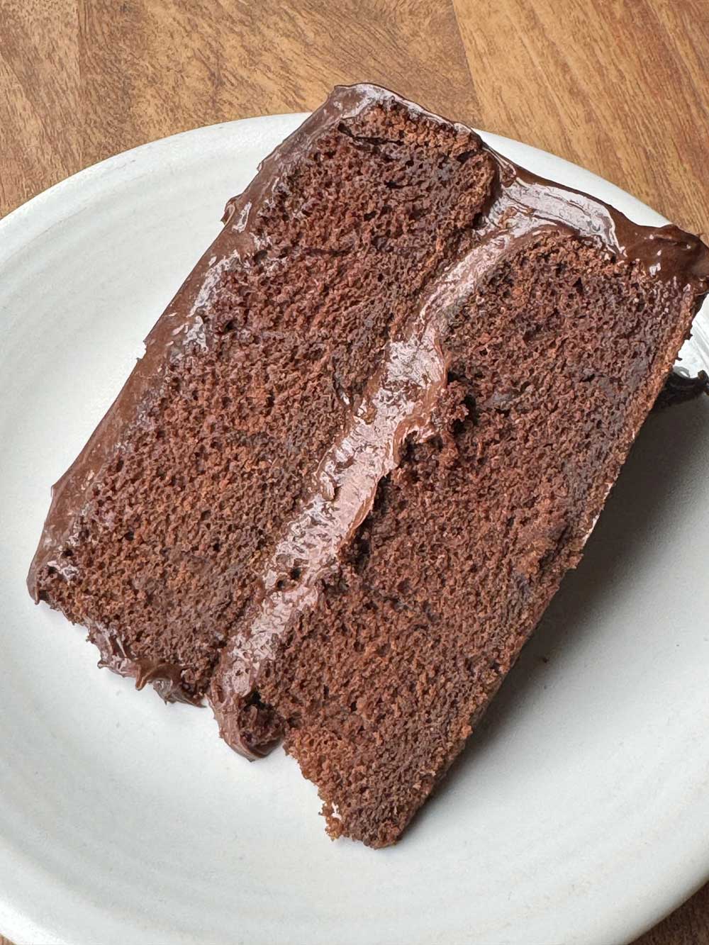 Scratch Chocolate Butter Cake with two layers of frosting