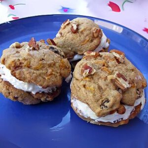 Carrot Cake Cookies with cream cheese filling.