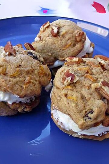 Carrot Cake Cookies with cream cheese filling.