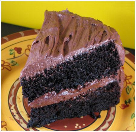 Melissa's Chocolate Cake is an 8-inch two layer cake with a ganache type frosting.