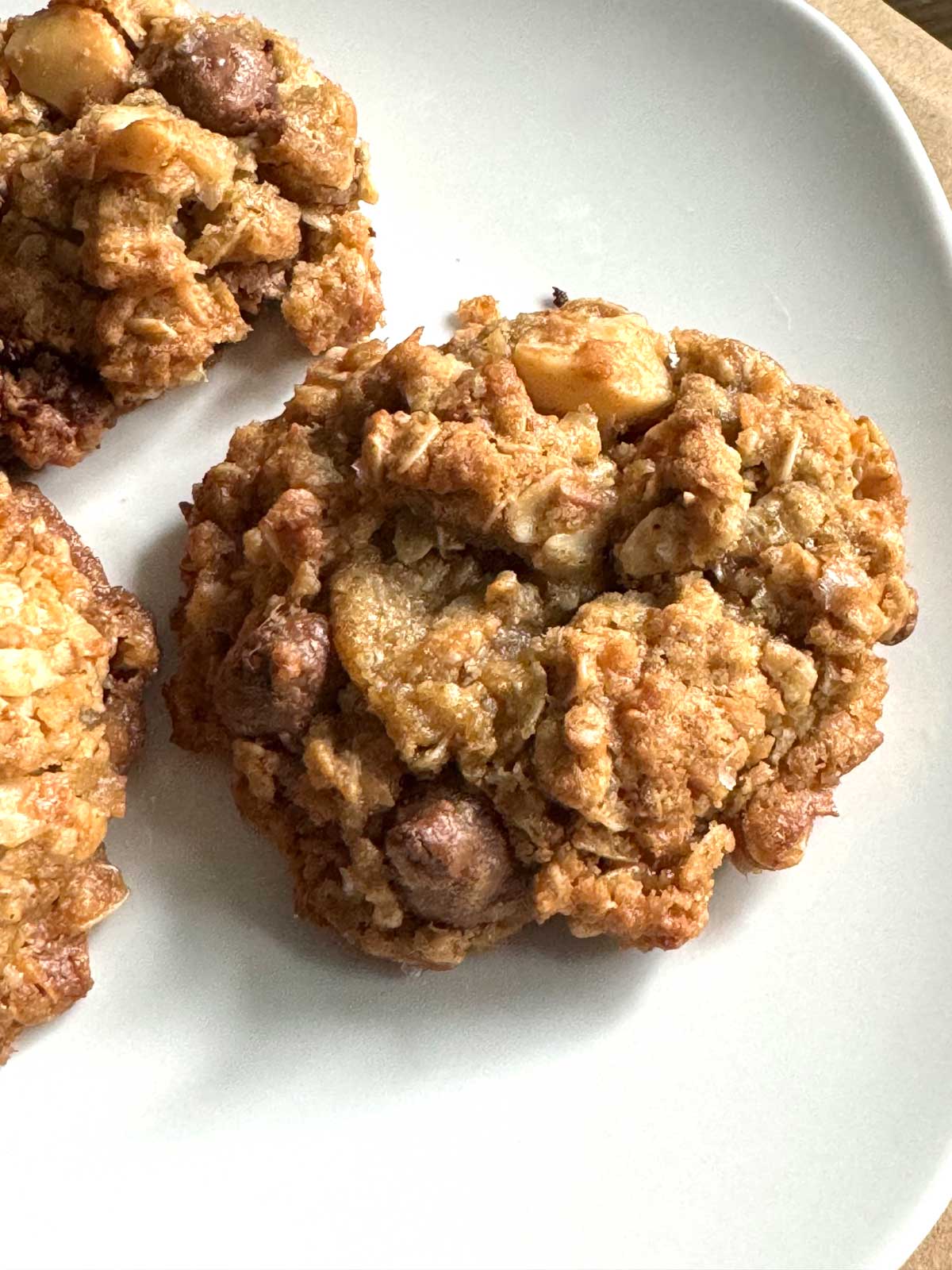 Toasted Coconut Chocolate Chunk Cookies, large with lots of coconut.