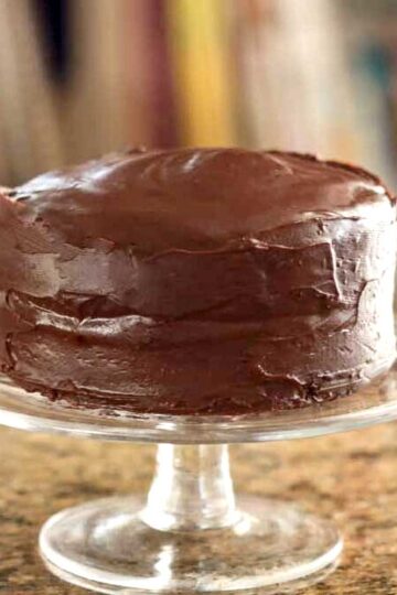 Melissa's Chocolate Cake with a ganache frosting.