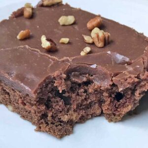 Texas Sheet Cake recipe designed for a half sheet pan.