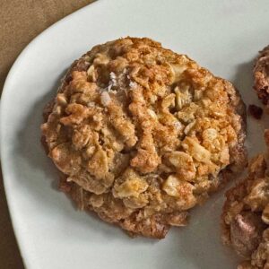 Recipe for giant oatmeal chocolate chunk cookies with toasted coconut and nuts.