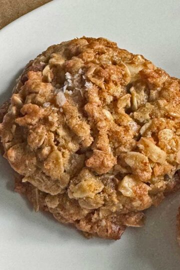 Recipe for giant oatmeal chocolate chunk cookies with toasted coconut and nuts.