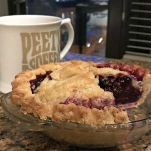 Basic Blueberry Pie recipe that calls for cornstarch and fresh blueberries.