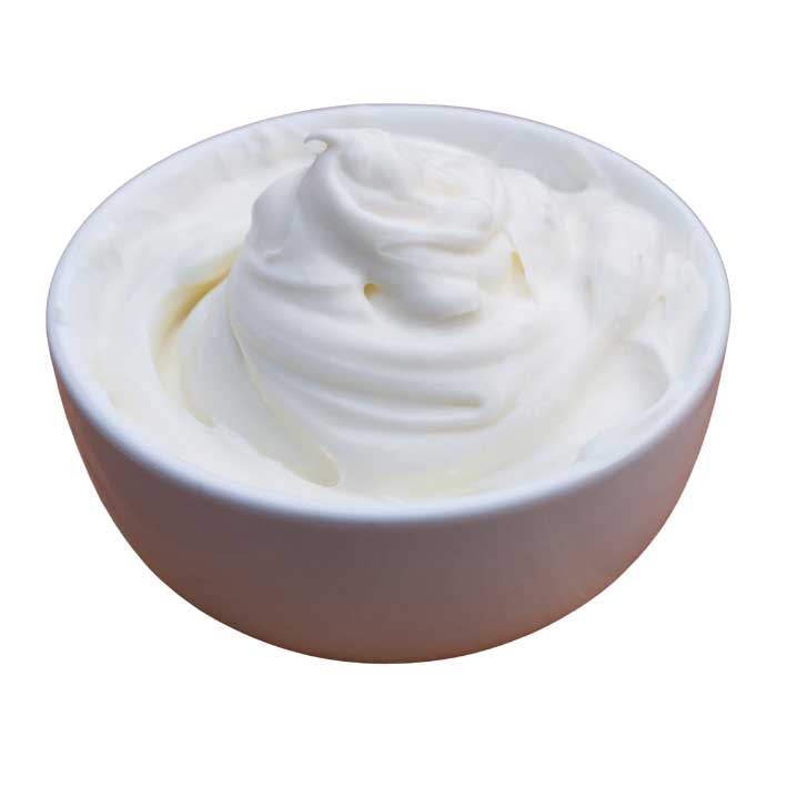 Bowl of sour cream for chocolate cake