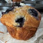 Recipe for fresh blueberry muffins which also works well with frozen blueberries.
