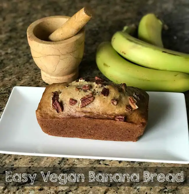 Vegan Banana Bread can be made as a small loaf with all-purpose or gluten-free flour.