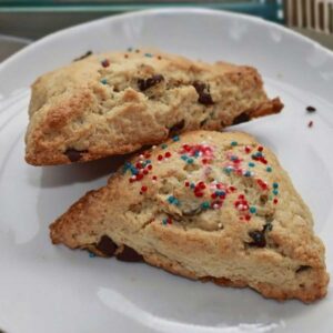 Sour Cream Chocolate Chip Scones showing texture.