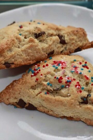 Sour Cream Chocolate Chip Scones showing texture.
