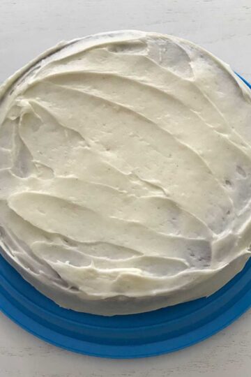 Red Velvet Half Cake recipe that calls for self-rising flour and includes a rich cream cheese frosting.